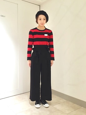 「ADAM ET ROPE'（アダムエロペ）のアイテム（ハンチング/ベレー帽）」を使った、misaさん（レディース・157cm）の秋コーディネート