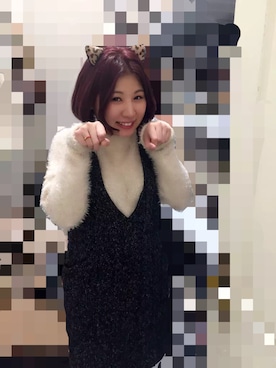 「w closet（ダブルクローゼット）の3Gフェザーヤーンニットプルオーバー（ニット/セーター、ホワイト系）」を使った、shinhwatutuさん（レディース・160cm）の冬コーディネート