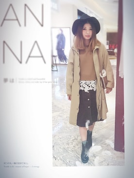 「w closet（ダブルクローゼット）のコーデュロイ前開きスカート（スカート、グリーン系）」を使った、shinhwatutuさん（レディース・160cm）の冬コーディネート