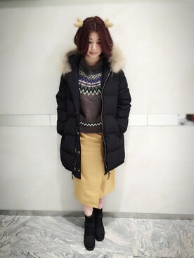 「QDAのアイテム（シューズ、ブラック系）」を使った、shinhwatutuさん（レディース・160cm）の冬コーディネート
