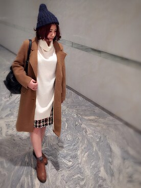 「w closet（ダブルクローゼット）のアイテム（帽子、ブルー系）」を使った、shinhwatutuさん（レディース・160cm）の冬コーディネート