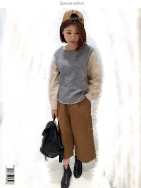 「w closet（ダブルクローゼット）のアイテム（パーカー、グレー系）」を使った、shinhwatutuさん（レディース・160cm）の冬コーディネート