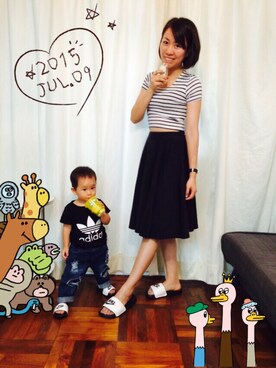 「LOVFEE（ラッフィ）のアイテム」を使った、HaileyRosaliaNgさん（キッズ・80cm）の夏コーディネート