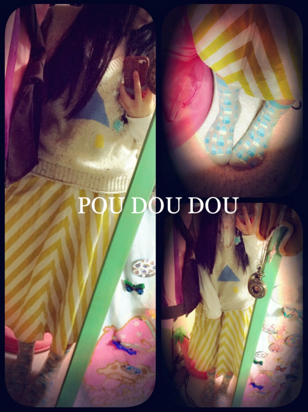 「pou dou dou、rivet & surge」｜「POU DOU DOUのモチーフインターシャプルオーバー（ニット/セーター、ベージュ系）」を使った、山田さん（レディース・151cm）の秋コーディネートの1枚目の写真