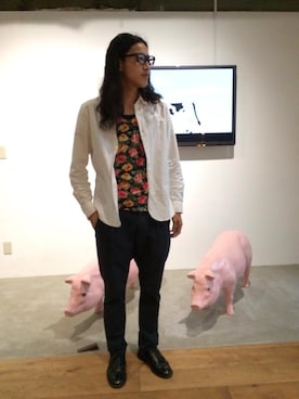 「COSMIC WONDER Light Source（コズミックワンダーライトソース）のアイテム（トップス）」を使った、matsumotomikiさん（メンズ・170cm）の夏コーディネート