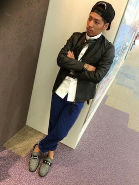 「VENCEEXCHANGE（ヴァンスエクスチェンジ）のアイテム（ライダースジャケット）」を使った、VENCE EXCHANGE MEN'S STAFFさん（メンズ・173cm）の秋コーディネート