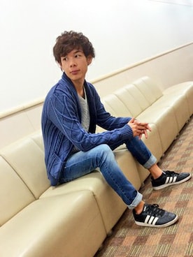 「ショールカーディガン」｜VENCE EXCHANGE MEN'S STAFFさん（メンズ・173cm）の冬コーディネート