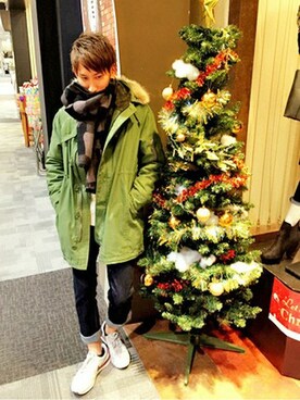 「VENCEEXCHANGE（ヴァンスエクスチェンジ）のアイテム（モッズコート）」を使った、VENCE EXCHANGE MEN'S STAFFさん（メンズ・173cm）の冬コーディネート