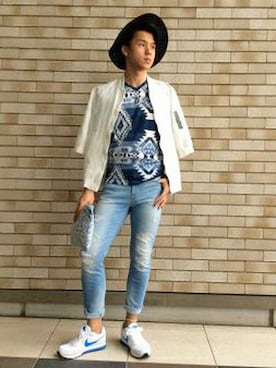 「ハーフパンツ」｜「アイテム（MA-1）」を使った、VENCE EXCHANGE MEN'S STAFFさん（メンズ・173cm）の夏コーディネート