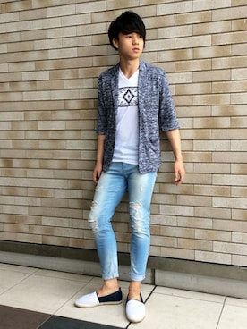 「アイテム（テーラードジャケット）」を使った、VENCE EXCHANGE MEN'S STAFFさん（メンズ・173cm）の夏コーディネート