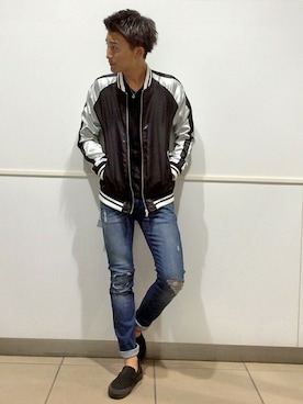 「VENCEEXCHANGE（ヴァンスエクスチェンジ）のアイテム（ブルゾン）」を使った、VENCE EXCHANGE MEN'S STAFFさん（メンズ・173cm）の秋コーディネート