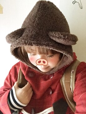 「ぽっちゃりコーデ」｜「アイテム（ダッフルコート）」を使った、コブタさん（レディース・153cm）の冬コーディネート