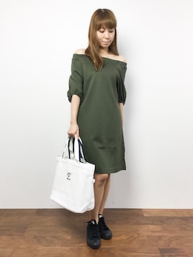 「TOPKAPI（トプカピ）のアイテム（トートバッグ）」を使った、SUBさん（レディース・154cm）の秋コーディネート