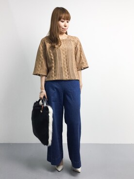 「L.H.P（エルエイチピー）のアイテム（トートバッグ）」を使った、SUBさん（レディース・154cm）の秋コーディネート