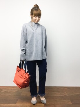「TOPKAPI（トプカピ）のアイテム（トートバッグ）」を使った、SUBさん（レディース・154cm）の秋コーディネート