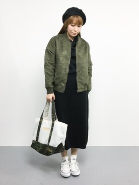 「RAY CASSIN（レイカズン）のアイテム（MA-1）」を使った、SUBさん（レディース・154cm）の秋コーディネート