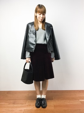 「Factor=（ファクターイコール）のアイテム（バッグ）」を使った、SUBさん（レディース・154cm）の秋コーディネート