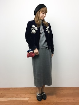 「Cheek（チーク）のアイテム（ブルゾン）」を使った、SUBさん（レディース・154cm）の秋コーディネート