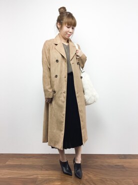 「TITTY&CO.（ティティーアンドコー）のアイテム（トレンチコート）」を使った、SUBさん（レディース・154cm）の秋コーディネート