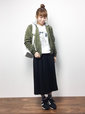 「coca（coca）（コカ）のアイテム（MA-1）」を使った、SUBさん（レディース・154cm）の秋コーディネート