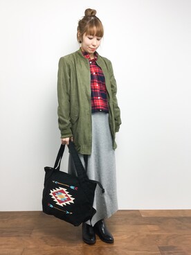 「L.H.P（エルエイチピー）のアイテム（MA-1）」を使った、SUBさん（レディース・154cm）の秋コーディネート
