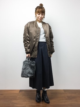 「UNITED ARROWS（ユナイテッドアローズ）のアイテム（MA-1）」を使った、SUBさん（レディース・154cm）の秋コーディネート