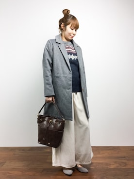 「archives（アルシーヴ）のアイテム（チェスターコート）」を使った、SUBさん（レディース・154cm）の秋コーディネート