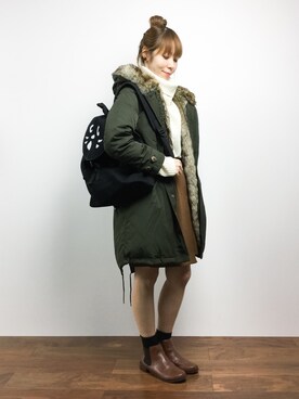 「Right-on（ライトオン）のアイテム（ダウンジャケット/コート）」を使った、SUBさん（レディース・154cm）の冬コーディネート