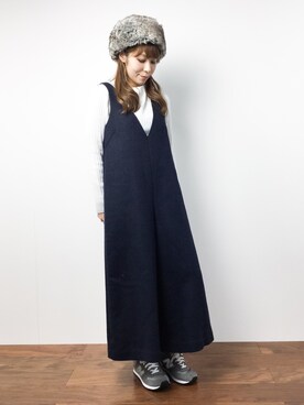 「SLOBE IENA（スローブイエナ）のアイテム（つなぎ/オールインワン）」を使った、SUBさん（レディース・154cm）の冬コーディネート