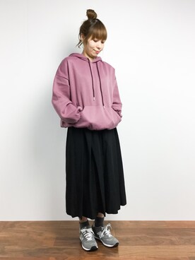 「reca（レカ）のアイテム（パーカー）」を使った、SUBさん（レディース・154cm）の冬コーディネート