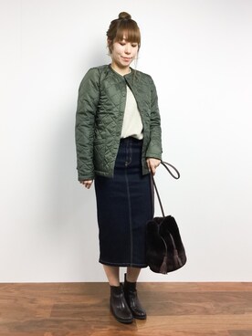 「LAVENHAM（ラベンハム）のアイテム（ブルゾン）」を使った、SUBさん（レディース・154cm）の冬コーディネート