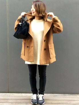 「LBC（エルビーシー）のアイテム（ピーコート）」を使った、inoueさん（レディース・154cm）の冬コーディネート