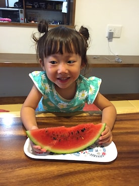 「GAP（ギャップ）のアイテム（Tシャツ/カットソー、グリーン系）」を使った、♡Ricca♡さん（キッズ・100cm）の夏コーディネート