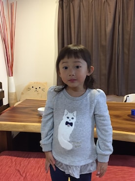 「anyFamのアイテム（Tシャツ/カットソー、グレー系）」を使った、♡Ricca♡さん（キッズ・100cm）の冬コーディネート