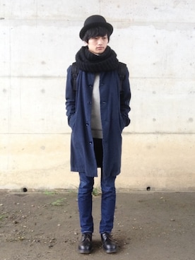 「CABANE de ZUCCa（カバンドズッカ）のアイテム（その他アウター）」を使った、にこさん（メンズ・170cm）の冬コーディネート