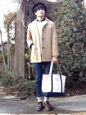 「靴下チラ見せ」｜「アイテム（その他アウター）」を使った、にこさん（メンズ・170cm）の冬コーディネート
