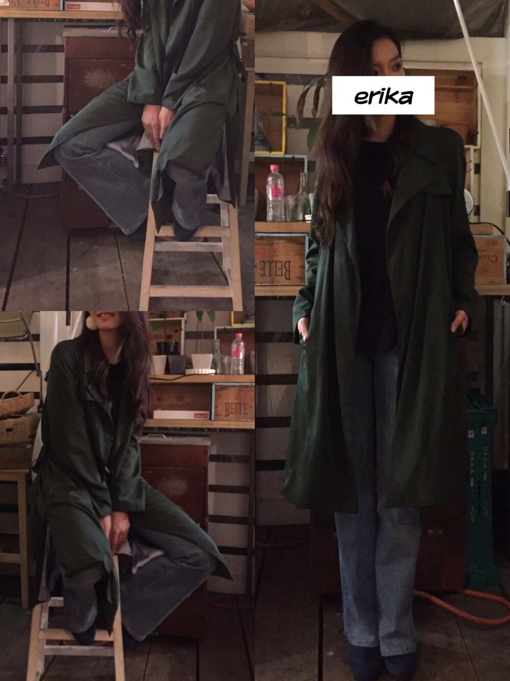 「ZARA、レディース」｜「ZARAのアイテム（トレンチコート、グリーン系）」を使った、杉山エリカさん（レディース・171cm）の秋コーディネートの1枚目の写真