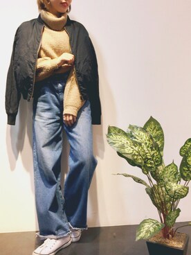 「NICE CLAUP（ナイスクラップ）のアイテム（ブルゾン）」を使った、nice_chie_outletさん（レディース・154cm）の秋コーディネート