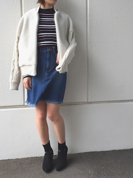 「NICE CLAUP（ナイスクラップ）のアイテム（ムートンコート）」を使った、nice_chie_outletさん（レディース・154cm）の秋コーディネート