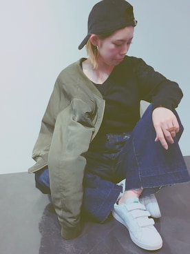 「NICE CLAUP（ナイスクラップ）のアイテム（ブルゾン）」を使った、nice_chie_outletさん（レディース・154cm）の冬コーディネート