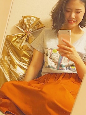 「オレンジスカート」｜az.さん（レディース・153cm）の秋コーディネート