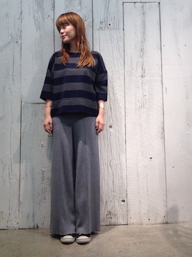 「mystic（ミスティック）の【Omekashi】ウールニットパンツ（その他パンツ、グレー系）」を使った、hiranoさん（レディース・153cm）の秋コーディネート