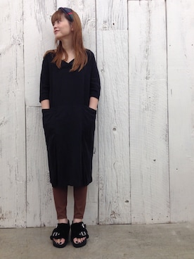 「Omekashiのアイテム（ワンピース、ブラック系）」を使った、hiranoさん（レディース・153cm）の秋コーディネート