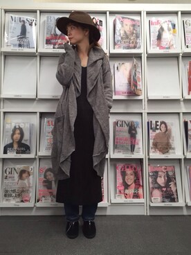 「mystic（ミスティック）のアイテム（カーディガン/ボレロ、グレー系）」を使った、hiranoさん（レディース・153cm）の秋コーディネート