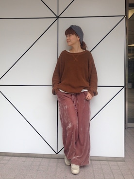 「HIGHLAのアイテム（ニット/セーター、ブラウン系）」を使った、hiranoさん（レディース・153cm）の秋コーディネート