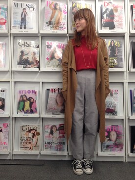 「mystic（ミスティック）のアイテム（ニット/セーター、ピンク系）」を使った、hiranoさん（レディース・153cm）の秋コーディネート