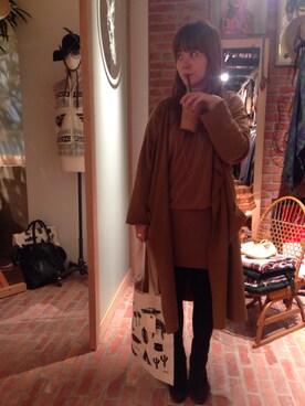 「Omekashi（オメカシ）のアイテム（カーディガン/ボレロ、ブラウン系）」を使った、hiranoさん（レディース・153cm）の冬コーディネート
