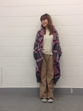 「Omekashi（オメカシ）のアイテム（カーディガン/ボレロ、グレー系）」を使った、hiranoさん（レディース・153cm）の冬コーディネート