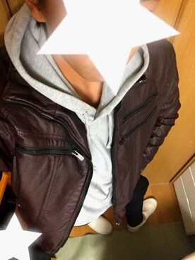 「DPSR（デニムピープルズリパブリック）のアイテム（ライダースジャケット）」を使った、SHIBAさん（メンズ・182cm）の秋コーディネート