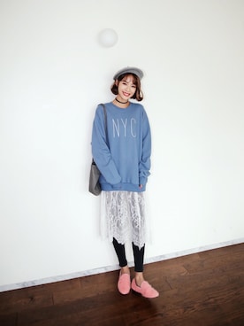 「skirt」｜「アイテム（スウェット）」を使った、ANWAIIさん（レディース・165cm）の秋コーディネート
